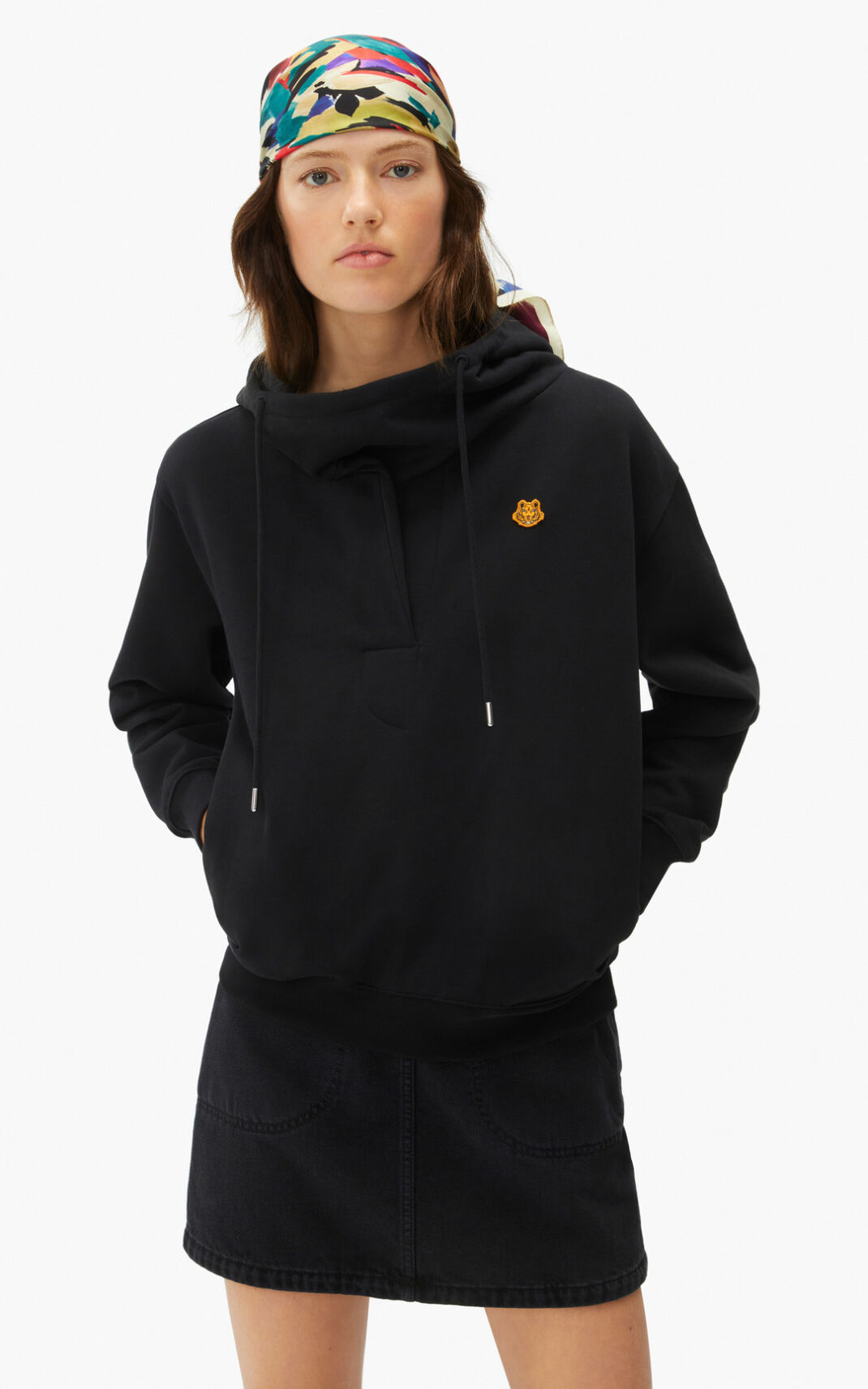 Kenzo Hooded cowl neck フーディ レディース 黒 - QVWRKJ826